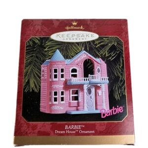 Vintage HALLMARK 1999 BARBIE DREAM HOUSE Keepsake ORNAMENT Pink NEW Mattel NIB
